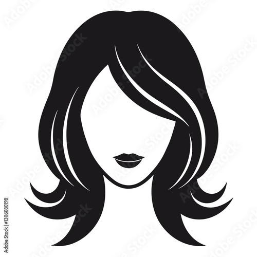 Creative Woman Hair Icon Silhouette for contemporary design and digital art