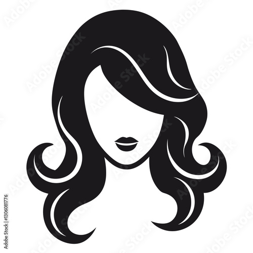 Chic Woman Hair Icon Silhouette for contemporary beauty design