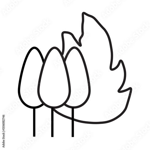 forest in fire line icon