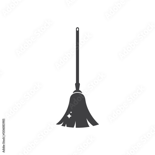 Broom cleaning house icon