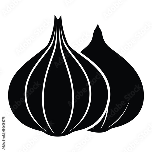 Modern Two Garlic Silhouettes Icon for Cooking Art