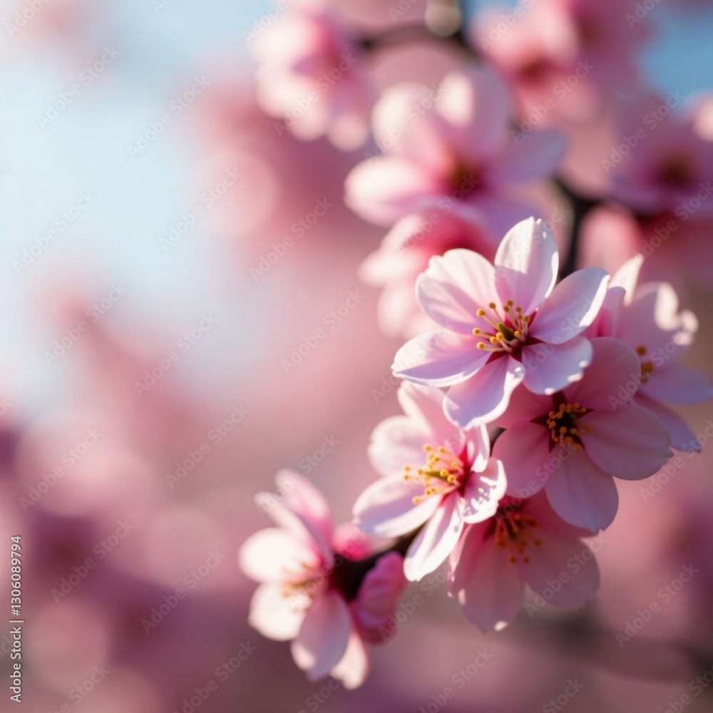 Pink blossom in focus, soft blurred floral backdrop, lush, photography Pink blossom in focus, soft blurred floral backdrop, lush, photography