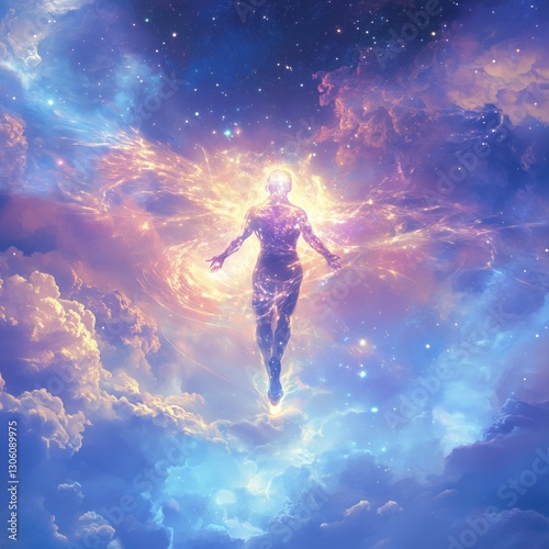 Wallpaper Mural Abstract, Fantasy, Sci-Fi, Surreal, Dreamlike Worlds Resonance of the Astral Mind – Surreal Cosmic Figure with Energy Patterns Glowing levitating figure in a star-filled sky
  Torontodigital.ca