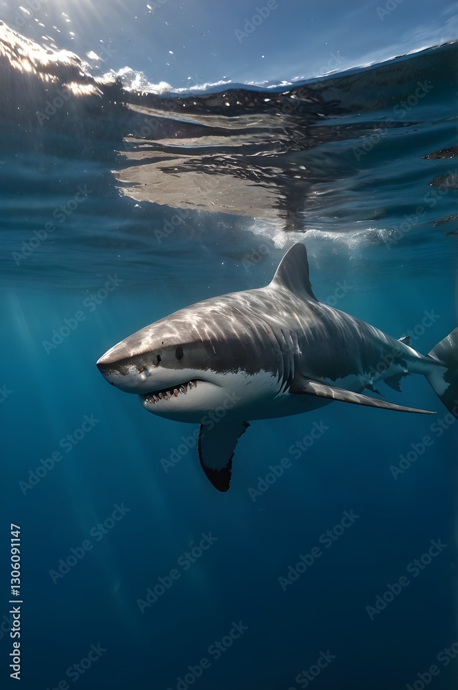 Fototapeta premium Majestic Great White Shark – The Apex Predator of the Ocean