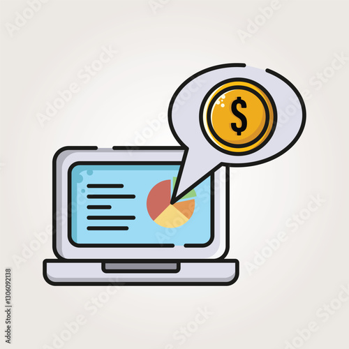 investment at laptop with chart business icons illustration vector design