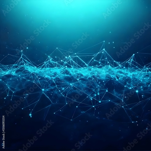 Abstract Blue Network Illustration With Futuristic Data And Digital