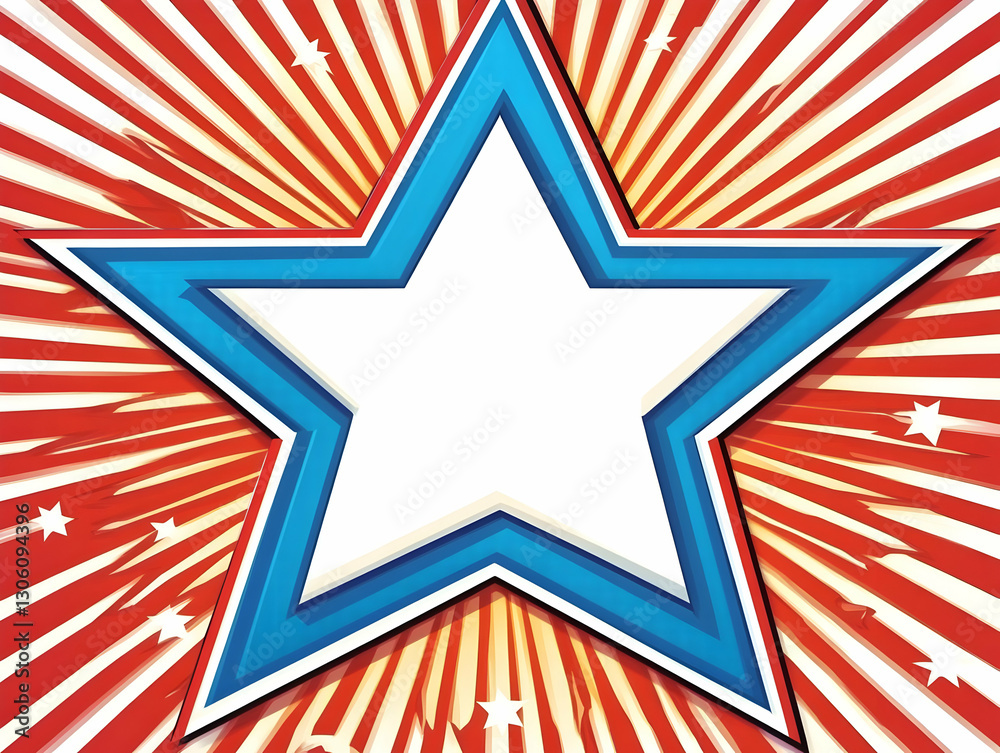 Abstract Burst Star Graphic Illustration In Red Blue And White Abstract Burst Star Graphic Illustration In Red Blue And White