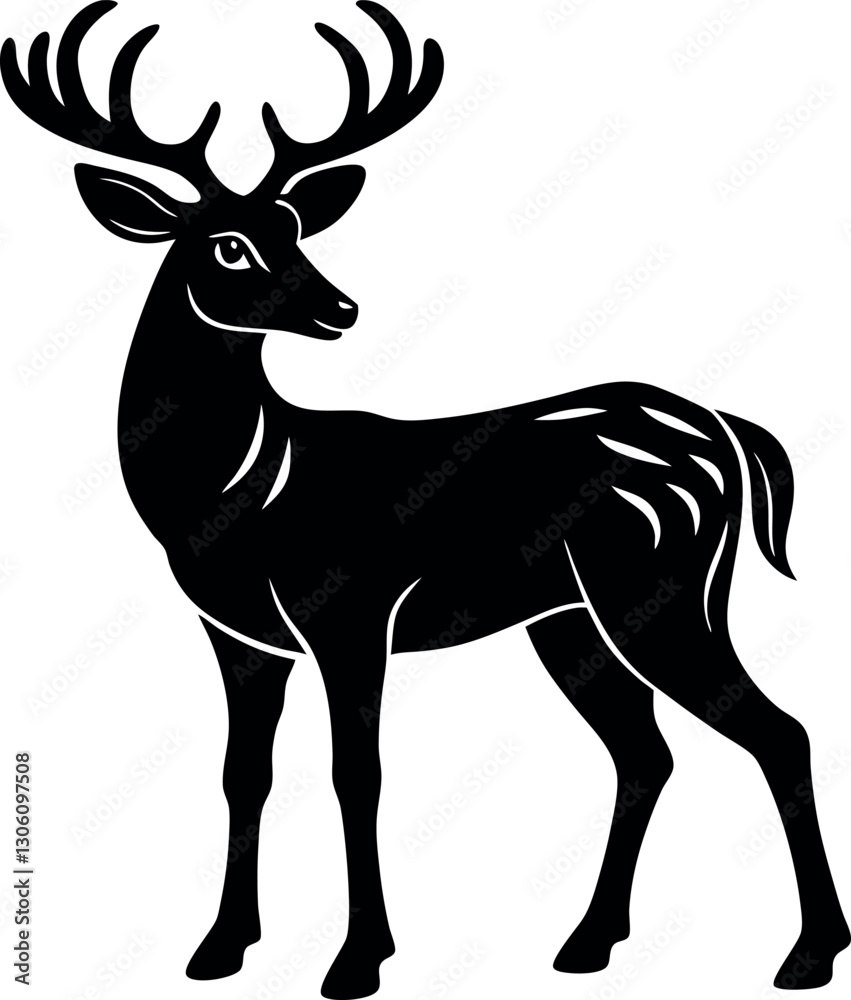 Fototapeta premium Deer Silhouette - Elegant Wildlife Animal Vector Illustration