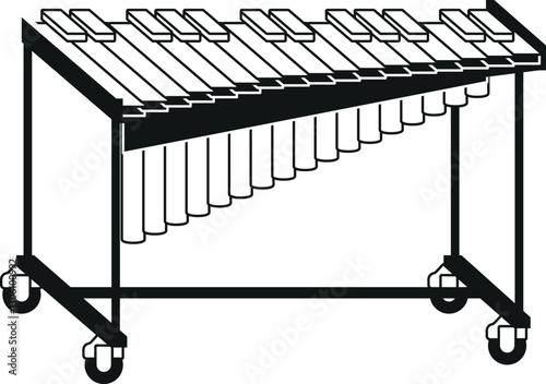 Xylophone music instrument black-and-white vector illustration