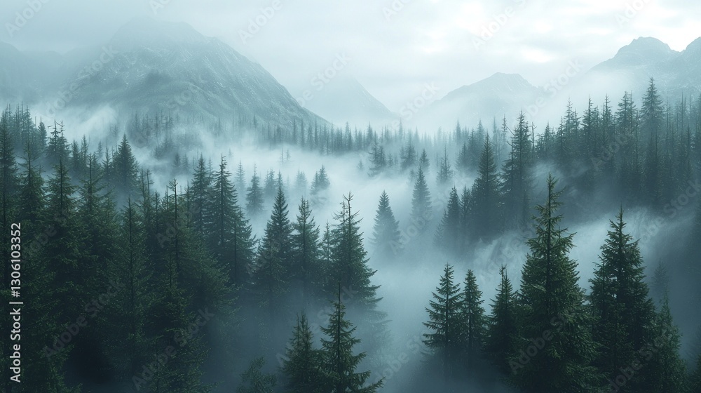 Misty Mountain Forest: A Serene Landscape Misty Mountain Forest: A Serene Landscape