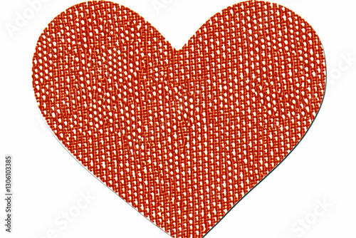 Abstract Textured Red Heart On White Background Illustration Design