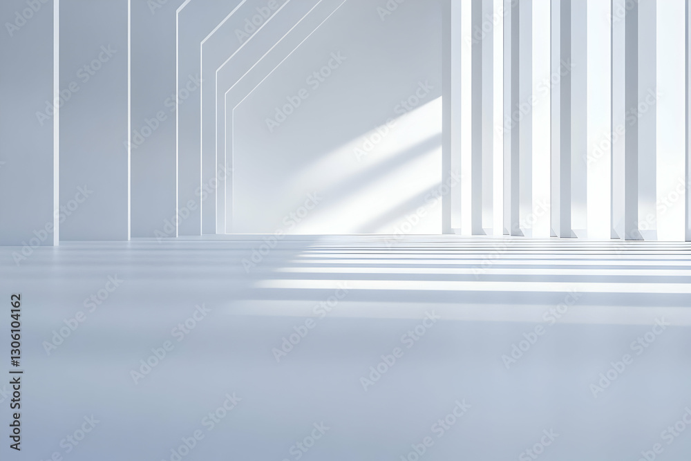 Abstract White Interior Illustration With Light And Shadow, Modern Abstract White Interior Illustration With Light And Shadow, Modern