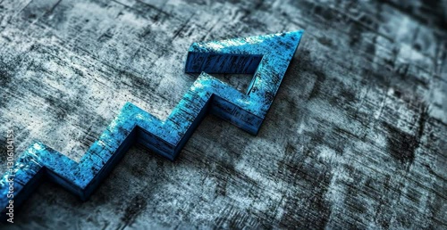 Blue Arrow Symbol on a Textured Surface Representing Growth and Progress