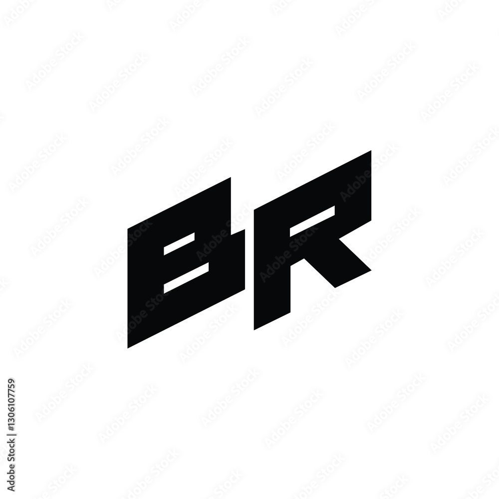 Fototapeta premium BR monogram logo design letter text name symbol monochrome logotype alphabet character simple logo