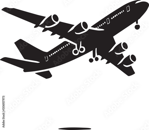 vector illustration of airplane, vector illustration of airplane silhouette vector icon black and white