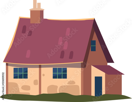 Suburban cottage private building vector illustration