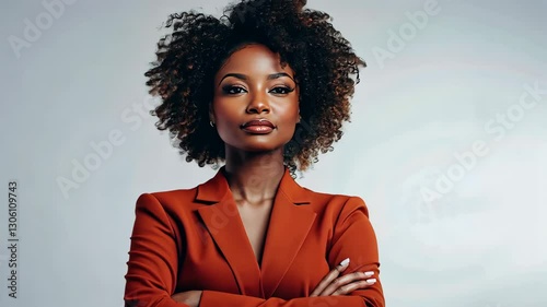 Confident Woman in Stylish Outfit Posing with Assertive Expression