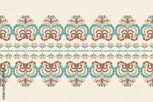 Saree Sarong Motifs Ikat floral paisley embroidery floral.ikat ethnic oriental  seamless pattern traditional.Ikat embroidery style abstract embroidery design for texture,fabric,clothing,wrapping.
