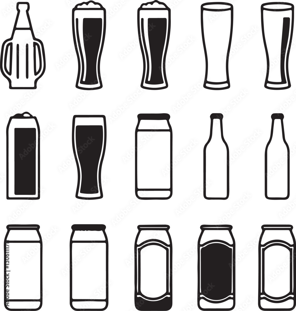 15 Different Beer Style Set Silhouette Vector ,plastic, silhouette, liquid, cocktail, alcohol, beer 15 Different Beer Style Set Silhouette Vector ,plastic, silhouette, liquid, cocktail, alcohol, beer