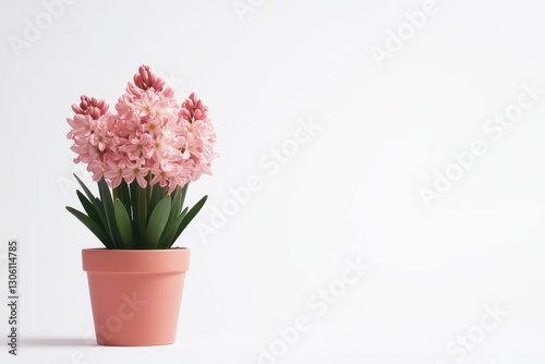 Wallpaper Mural A minimalist image of a pink hyacinth flower in a pot, isolated on white, focusing on the softness and vibrancy of the pink blooms. Torontodigital.ca