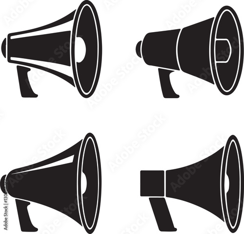 Speaker Silhouette Vector Set Vol - 2, attention, horn, vector, shout, speech, volume, illustration, object