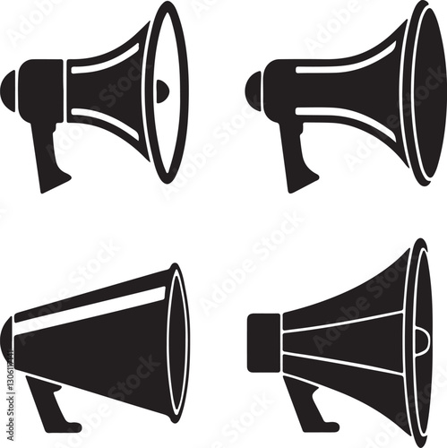 Speaker Silhouette Vector Set Vol - 8 ,public, amplifier, horn, speech, vector, red, volume