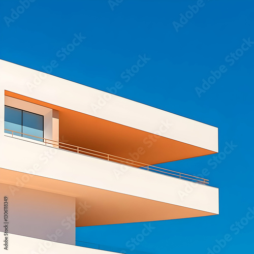 Obraz na płótnie Modern Architecture Illustration: Geometric Building Design w salonie