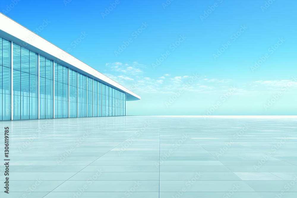 Obraz premium Modern Building 3D Illustration Sky Background