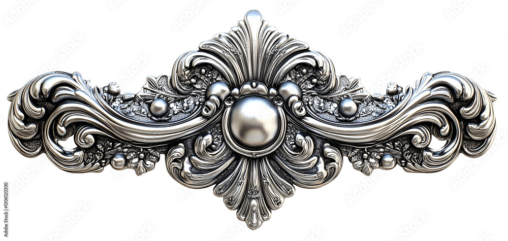 custom made wallpaper toronto digitalOrnate silver pattern with intricate floral and scroll details, featuring central round element
