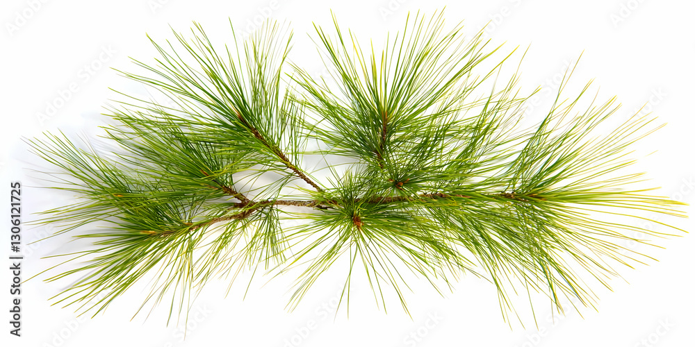 Isolated Green Pine Branch Illustration With White Background Close Isolated Green Pine Branch Illustration With White Background Close