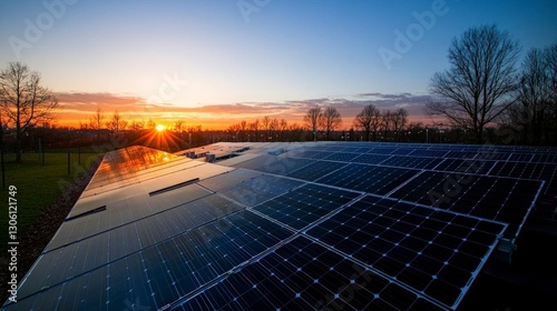 Wallpaper Mural Sustainable Energy  Solar Panels at Sunset  Clean Power  Renewable Energy  Eco Friendly Te Torontodigital.ca