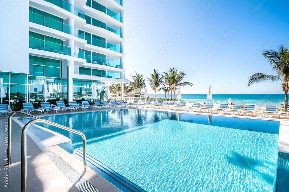 Luxury Resort Pool With Beach And Building View Photo