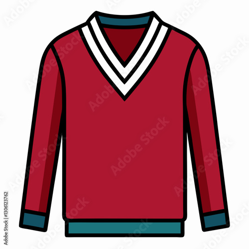 Minimalist V-Neck Sweater Vector on White Canvas