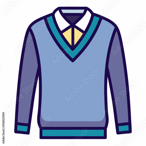 Minimalist V-Neck Sweater Vector on White Canvas