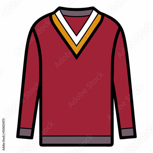 Minimalist V-Neck Sweater Vector on White Canvas
