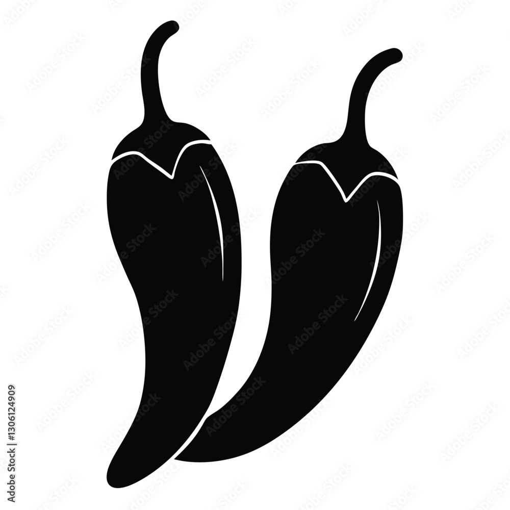 Chili Silhouette Icon with Vibrant Pepper Shape for Logo and Brand Chili Silhouette Icon with Vibrant Pepper Shape for Logo and Brand
