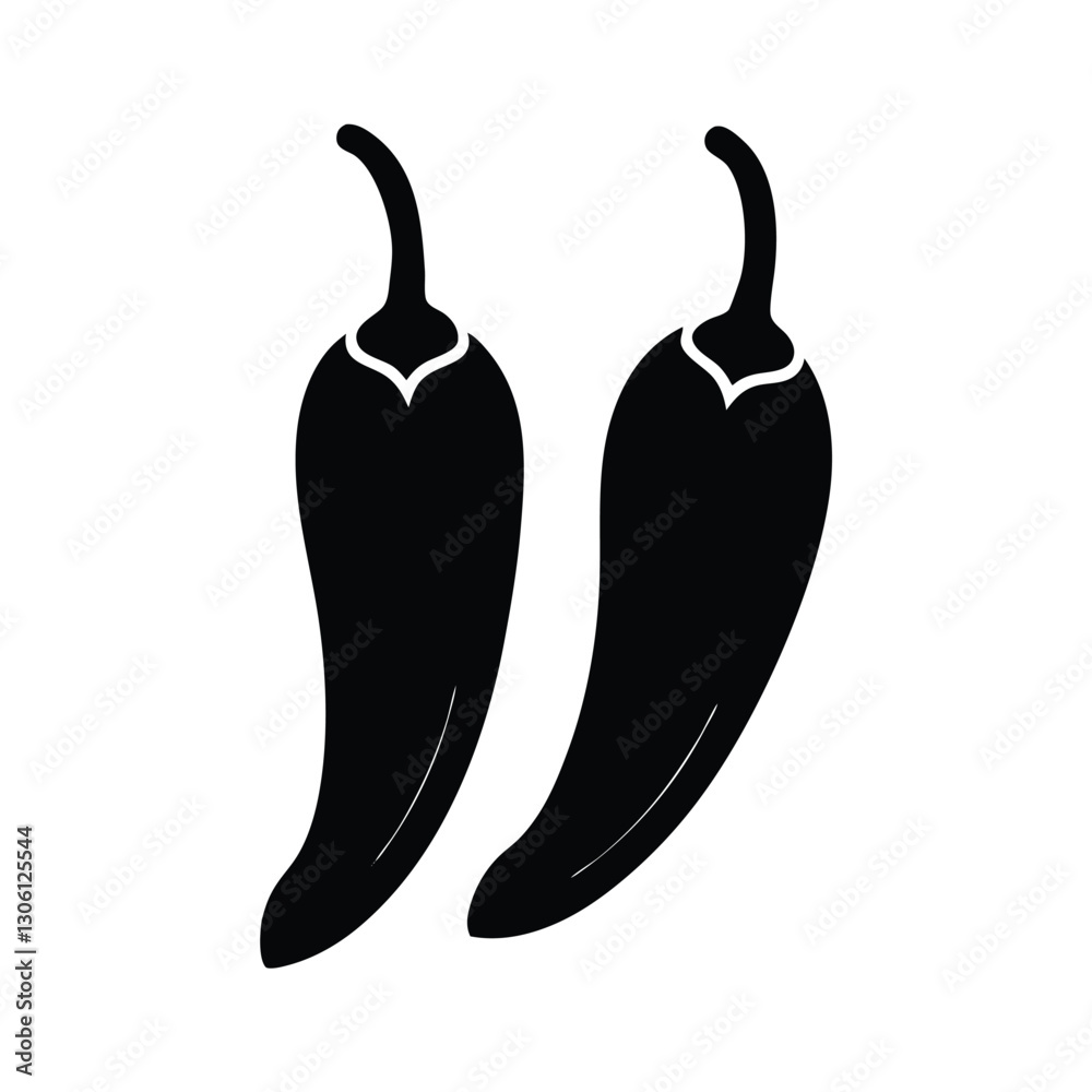 Chili Silhouette Icon with Bold Pepper Shape for Branding and Creative Design Chili Silhouette Icon with Bold Pepper Shape for Branding and Creative Design