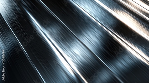 Diagonal metallic streaks with light trails on dark background for dynamic design