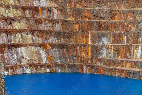 An abandoned uranium mine site now full of water.