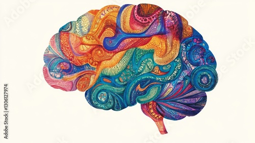 An illustration of the human brain with colorful patterns, symbolizing the spectrum of neurodiversity