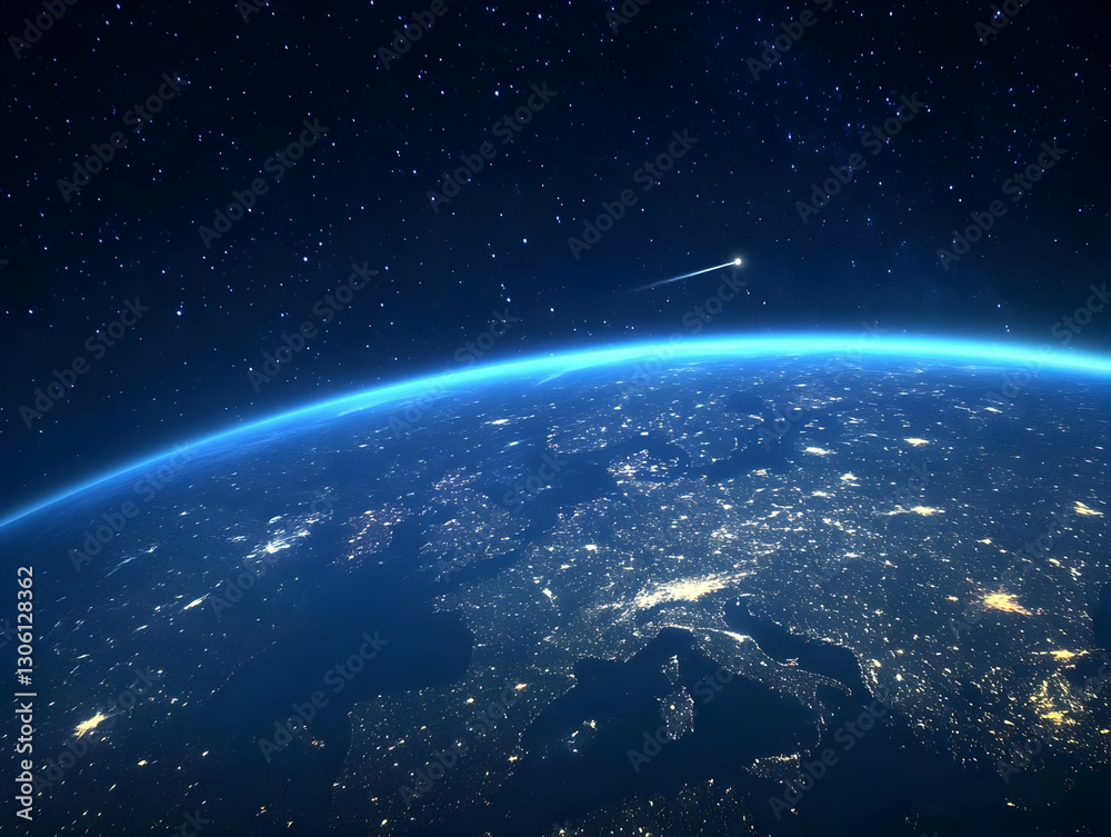 Obraz premium Photo Of Earth From Space Illustrating Blue Planet Surface With