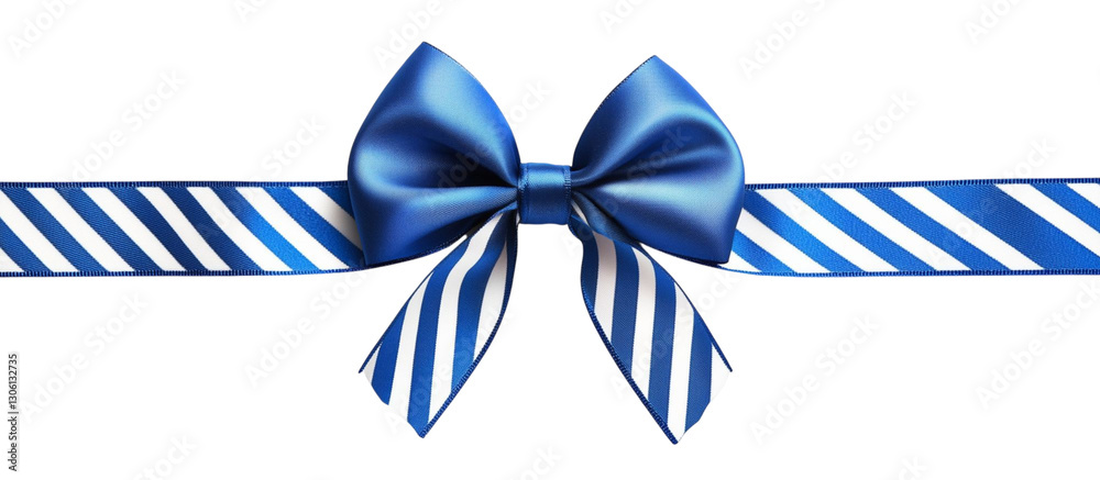 Obraz premium Blue bow, ribbon for gift box, on transparent background