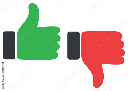 Like or dislike flat icon isolated on white background.