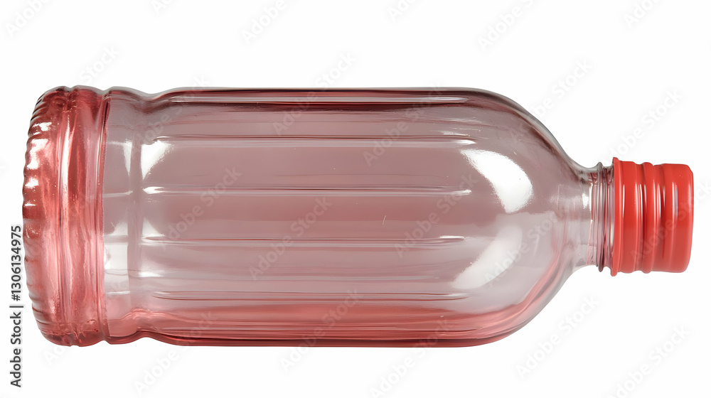 Realistic Red Plastic Bottle With Transparent Liquid And Red Cap Realistic Red Plastic Bottle With Transparent Liquid And Red Cap