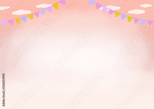 ピンク色の空とガーランドの背景