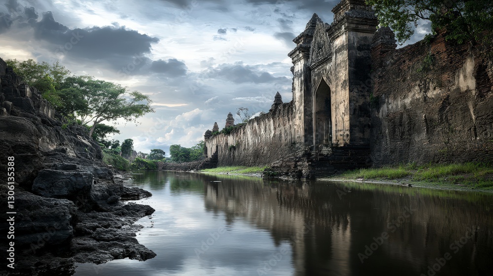 Fototapeta premium Historical architecture of ayutthaya scenic insights into thailand's fortified city walls and cultural heritage