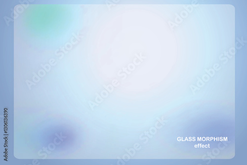 Modern background with glass morphism vector effect. Transparent glass card design. Glassmorphism trend style. Abstract banner with colored, white circles with blur and shadows. Vector illustration.