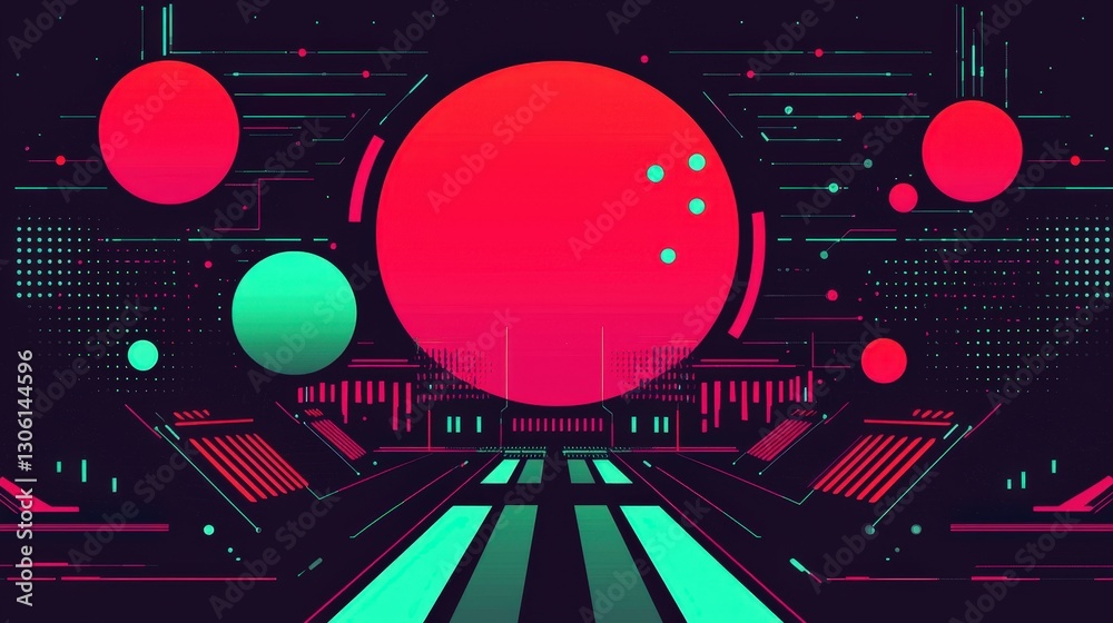 Obraz premium Abstract Futuristic Scene with Bright Colors and Shapes