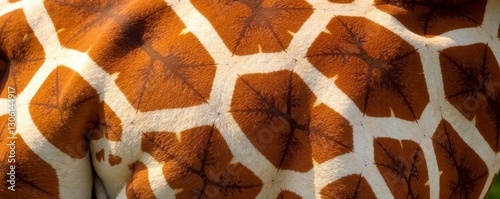 Close-up of giraffe fur pattern in brown and white, white, animal print