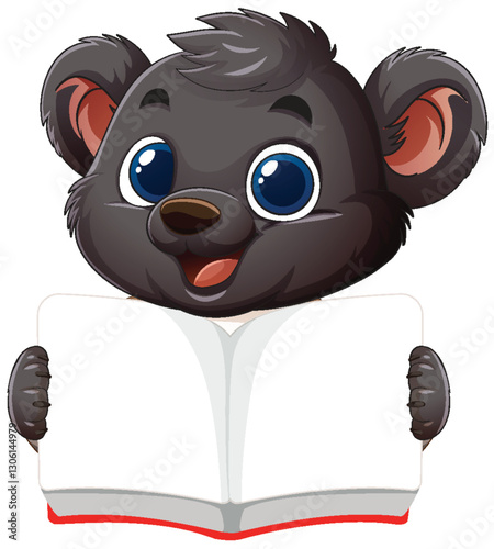Cute Bear Reading a Book
